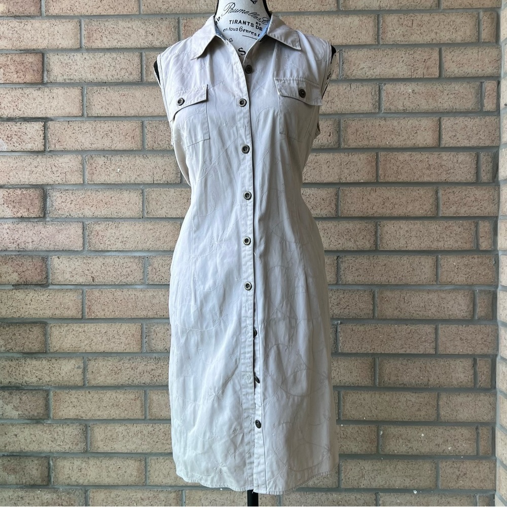 Vintage  Jessica Tan and cream embroidered vest mini dress